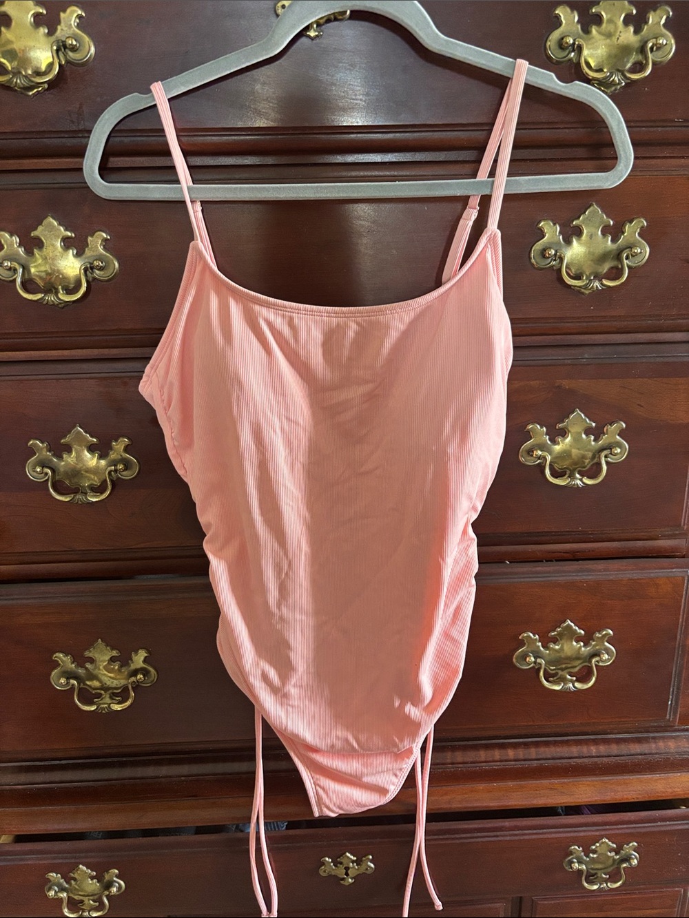 Shade & Shore Coral Pink Adjustable-String One-Piece Swimsuit